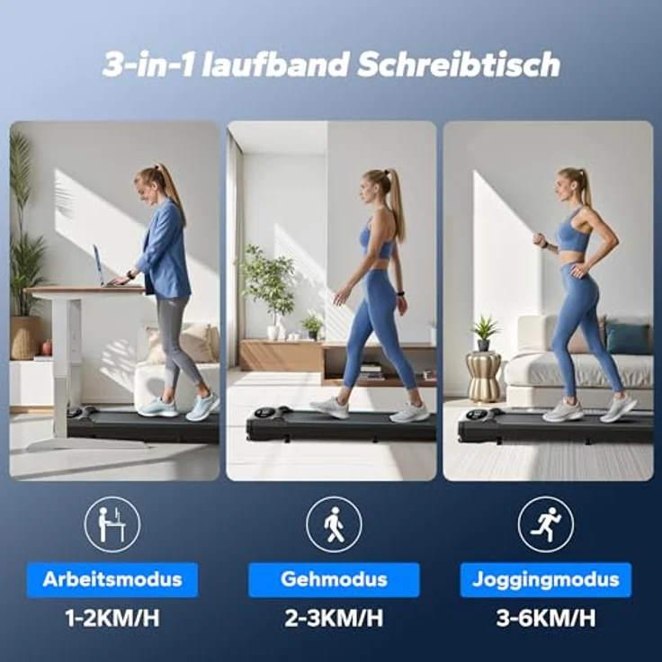MERACH Walking Pad T26, 3 in 1 Laufband für Zuhause und Büro, 1-6 km/h, 2.75PS, ultra leise mit 45dB, Fernbedienung und LED-Anzeige – Bild 5