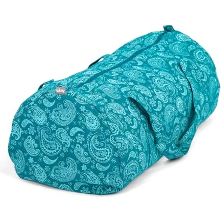 Bodhi Hot Yoga Bag | Maharaja Collection | Yogatasche aus Baumwolle mit wasserfestem Innenfutter | Große Yogamattentasche | Tasche für Yogamatte und Zubehör | Paisley/Petrol – Bild 1