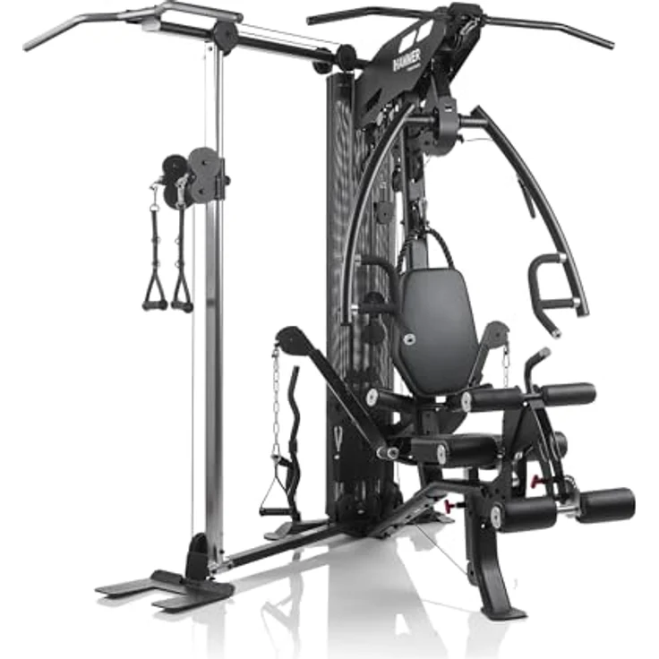 HAMMER Kraftstation Autark 7.0, Fitnessstation für zu Hause mit 190° schwenkbaren Multifunktionsarmen, Kabelzugturm, Klimmzugstange, Ruderfunktion, Push- und Pull-Station, integrierter Bauch- & Trizeps-Modul, Beincurler/-strecker – Bild 1