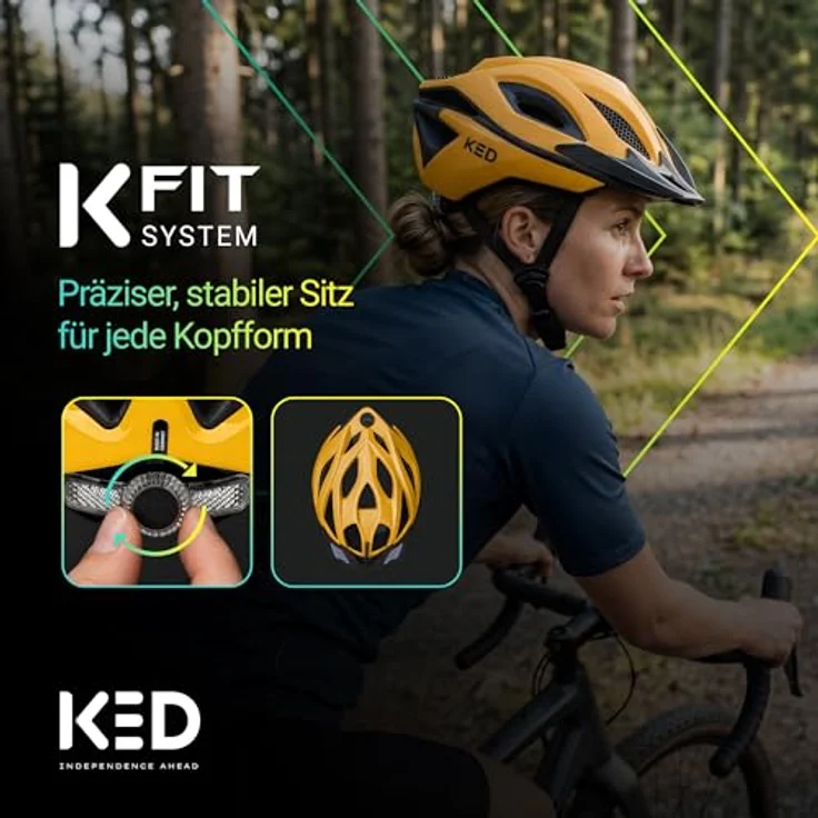 KED Spiri II Trend Allround Fahrradhelm mit LED Licht, Reflektor, Optimierter Belüftung, Insektenschutznetz und K-FIT System, Farbe: Amber Matt, Größe: 52-58 (M) – Bild 5