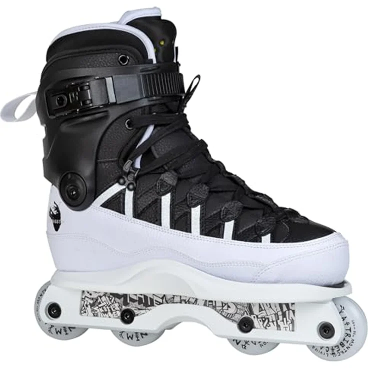 Iqon Montre Livingston Pro Skate, Inline Skates Größe 46, Schwarz-Weiß Design, glasfaserverstärkter Kunststoff, MYFIT Prime-Futter, 45°-Schnürhaken – Bild 2