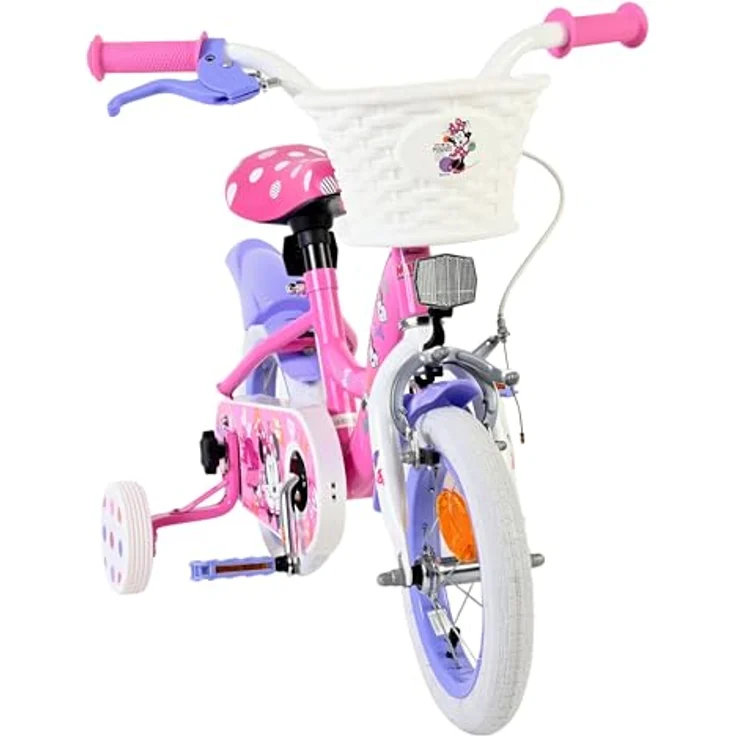 Volare Kinderfahrrad Minnie, 12 Zoll, rosa, mit Handbremse, Rücktrittbremse und abnehmbaren Stützrädern, für Mädchen – Bild 12