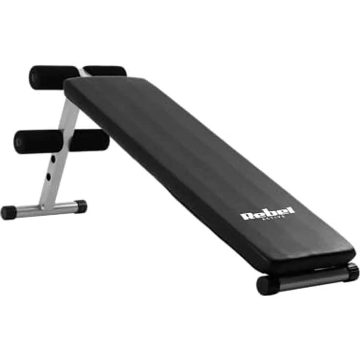 Rebel Schräge Trainingsbank REBEL ACTIVE RBA-2004 für Bauchmuskelübungen, Schwarz, mit verstellbarem Beinstützensystem und bis zu 170 kg Belastbarkeit – Bild 1