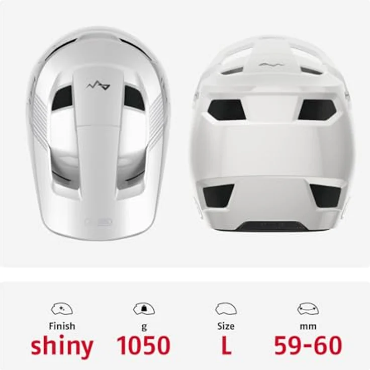 ABUS Downhill Helm HiDrop, ASTM-er Fullface Helm mit ABS-Außenschale für MTB, für Downhill, Enduro und Bikepark, Weiß, Größe L – Bild 3