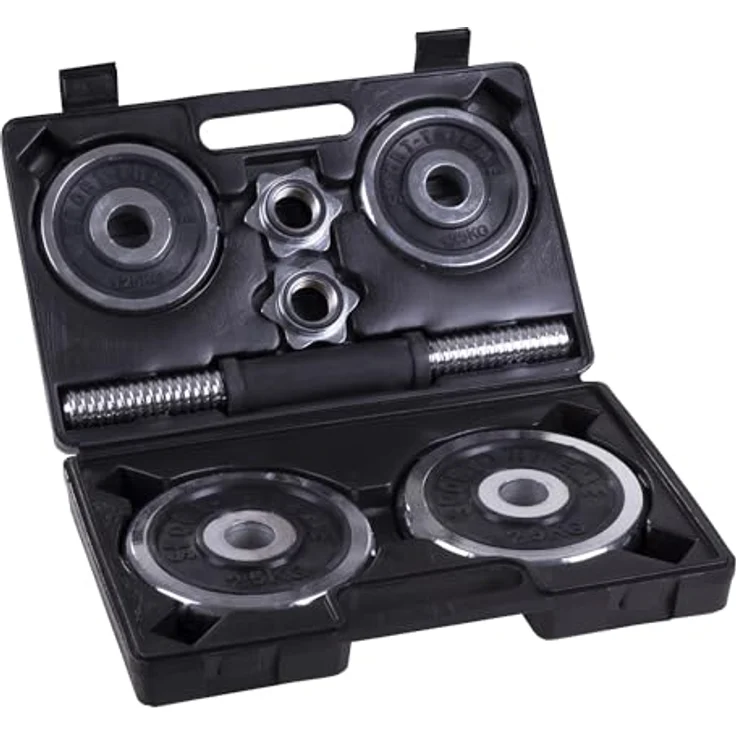 Sport-Thieme Hantel-Set, 10 kg inkl. Koffer | Gummierter Griff | Sehr robust | 4 Chrom-Hantelscheiben mit Gummieinlagen | Für Fitness-Studio oder zu Hause | Markenqualität – Bild 2