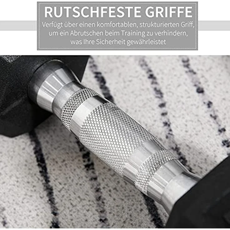 HOMCOM Hantel Kurzhantel 2er Set in Hexagon Form, schwarzes Metall- und Gummikonstruktion – Bild 4