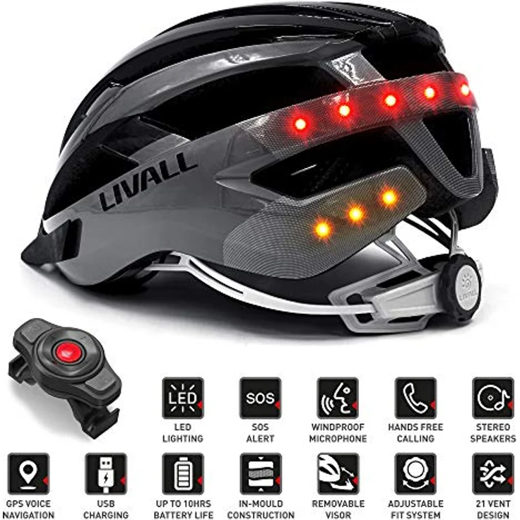 Livall Fahrradhelm MT1, schwarz/anthra, M 54-58 – Bild 3