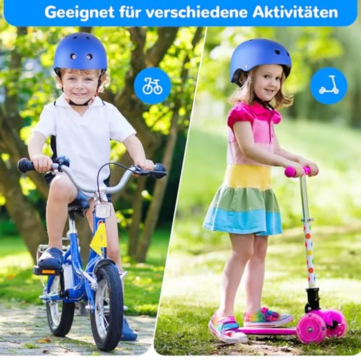 Tacklife PA-902 Kinder Fahrradhelm EN1078 CE-zertifiziert, Verstellbarer Kinnriemen, 3D DIY Aufkleber, Reflektoren, Unisex, Weiß/Rosa/Blau – Bild 6