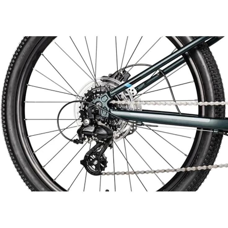 Axess Stipe 24 Pro, Mountainbike Hardtail mit 24 Zoll, dunkelgrün, SR Suntour Federgabel und hydraulischer Scheibenbremse – Bild 6