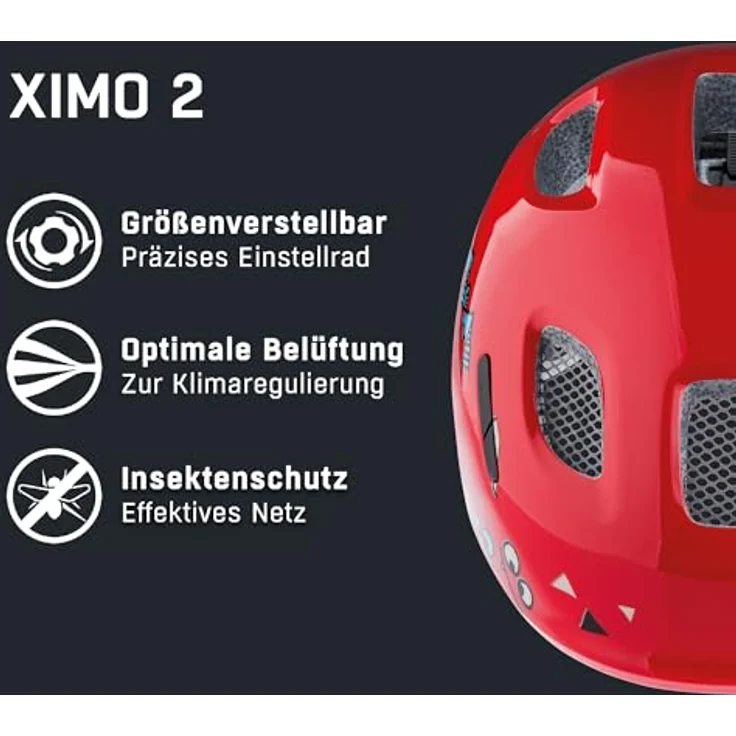 ALPINA Kinder-Helm Ximo 2, Fahrradhelm mit 360° Fitsystem, red smile gloss – Bild 2