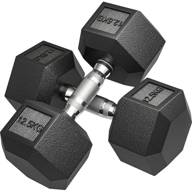 Northio Kurzhanteln, Rändelgriff, Gusseisen, 2 x 12,5 kg, schwarz, für vielseitiges Fitnesstraining
