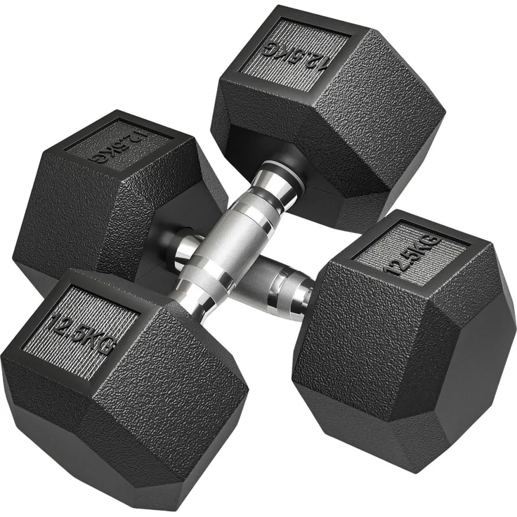 Northio Kurzhanteln, Rändelgriff, Gusseisen, 2 x 12,5 kg, schwarz, für vielseitiges Fitnesstraining