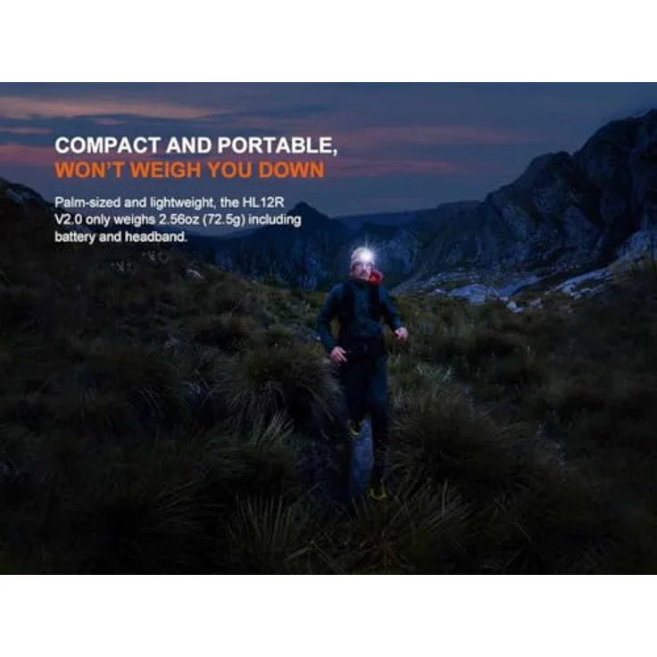 Fenix HL12R V2.0, Lila Wiederaufladbare Outdoor Stirnlampe mit 500 Lumen, 125 m Reichweite, 112 Stunden Akkulaufzeit, IP66, mit weißem und rotem Strahl – Bild 4