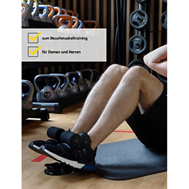JELEX Bauchtrainer 6Pack Sit-Up Assistent Trainer mit höhenverstellbarem Griff, PVC Material, blau – Bild 3