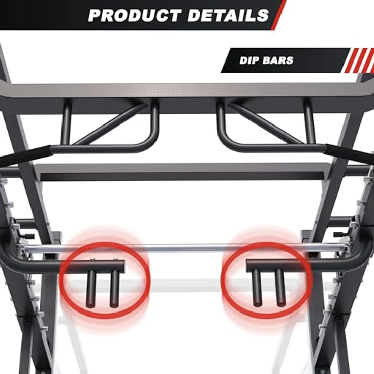 GORILLA SPORTS® Half Rack Smith Machine - Schwarzes Squat Rack mit Klimmzugstange, für 30/50mm Hantelscheiben, Maximale Belastbarkeit 300 kg – Bild 6