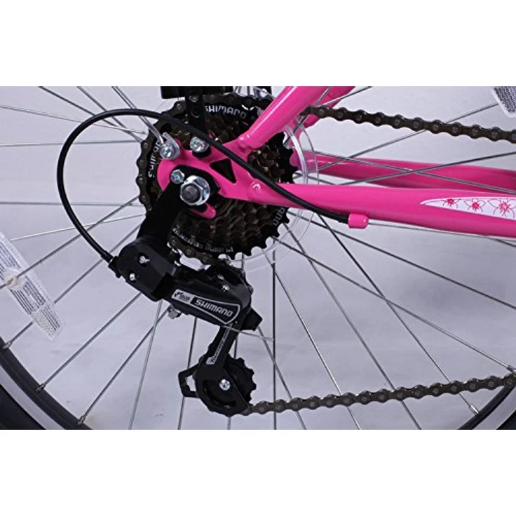Talson 26 Zoll Mädchenfahrrad 21-Gang Shimano Schaltung mit Beleuchtung nach STVO Rosa Doppelrahmen, Cityrad - Preisvergleich – Bild 3