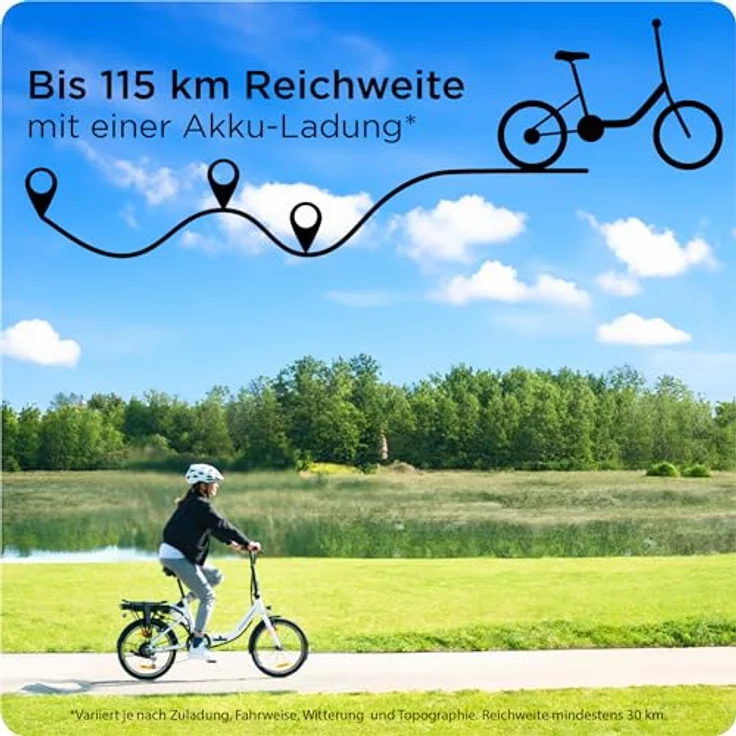 ZÜNDAPP E Bike Elektro Klapprad 20 Zoll | Klappfahrrad Erwachsene 150-185 cm | E-Bike Elektrofahrrad 7 Gänge 21,1 kg Ebike Herren Damen klappbar Fahrrad Z110 (schwarz, 33 cm) - Preisvergleich – Bild 2