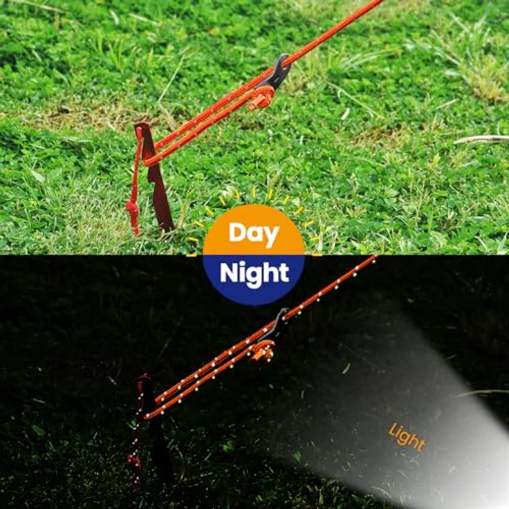 BROTREE Abspannseile Camping 30m Zeltschnur mit 6 x Spanner, 4mm reflektierend, schwerlast bis 300kg, Neon Gelb – Bild 5