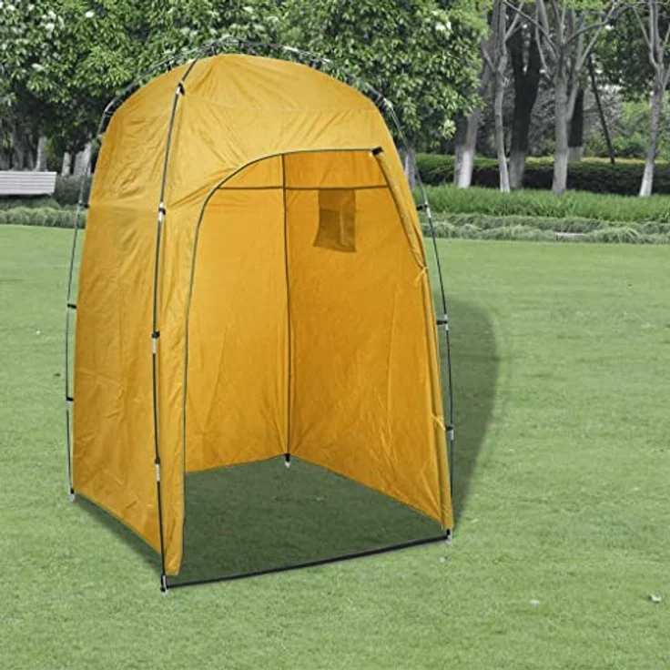 vidaXL Dusche WC Wechselzelt Duschzelt Toilettenzelt Privatsphäre Umkleidezelt Outdoor Camping Zelt Beistellzelt Angelzelt Gelb 130x130x210cm – Bild 2
