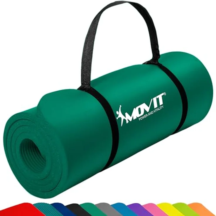 MOVIT Gymnastikmatte, hautfreundlich und phthalatfrei, in 3 Größen und 12 Farben - Auswahl: 183cm x 60cm x 1,0cm in dunkel-grün – Bild 1