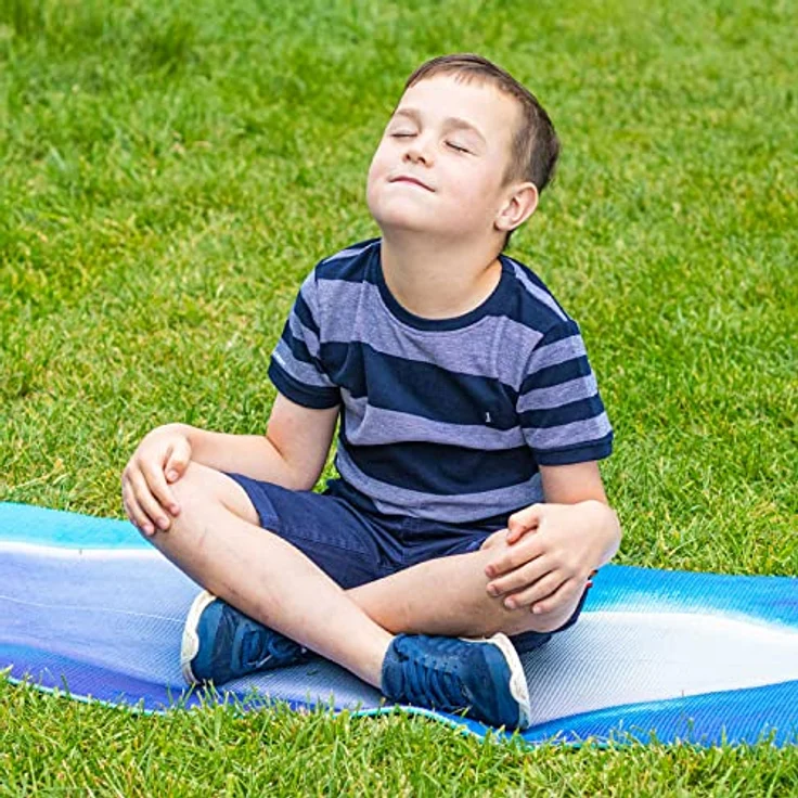 Myga Kinder Yogamatte Surfer, rutschfest & leicht, 6 mm dick, 150 cm x 55 cm, inkl. Yoga-Posen auf Rückseite, ideal für Yoga & Spielen – Bild 2