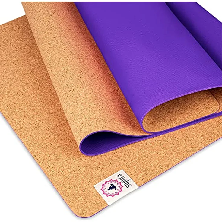 SAPURA XXL Yogamatte rutschfest - Kork und Naturkautschuk 190cm - Extra lang + Tragegurt + Nachhaltige Yoga Matte groß Überlänge