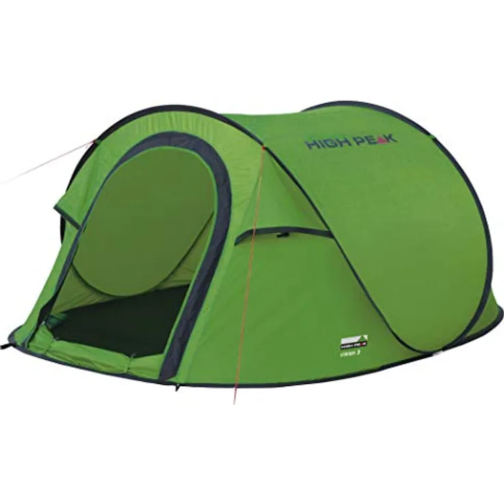 High Peak Wurfzelt Vision 3, Pop Up Zelt für 3 Personen, Festivalzelt freistehend, super leichtes Schnellöffnungs-Wurfzelt, 1500 mm wasserdicht, Ventilationssystem, Moskitoschutz in Blau