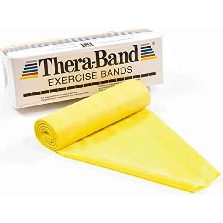 THERABAND Thera-Band Übungsband, 5,5 m leichtes Widerstandsband in gelb für Kraft- und Flexibilitätstraining – Bild 2