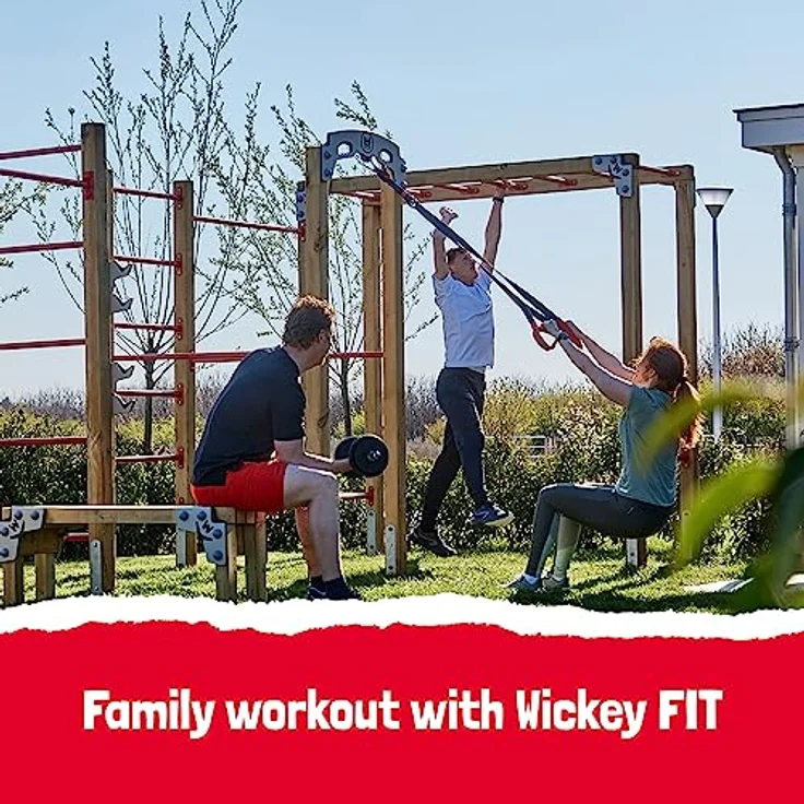 Wickey Fitnessgerät - Fit Base 425 - Outdoor Fitnessstudio, Gym für Zuhause, Klettern und Sport für Jugendliche und Erwachsene im Garten mit Klimmzugstange, wetterfestes Massivholz, 5-jährige Garantie – Bild 3