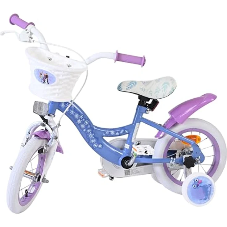 Volare Disney Frozen 2 Kinderfahrrad für Mädchen, 12 Zoll (30 cm), Blau/Lila, mit abnehmbaren Stützrädern und höhenverstellbarem Sattel und Lenker – Bild 9