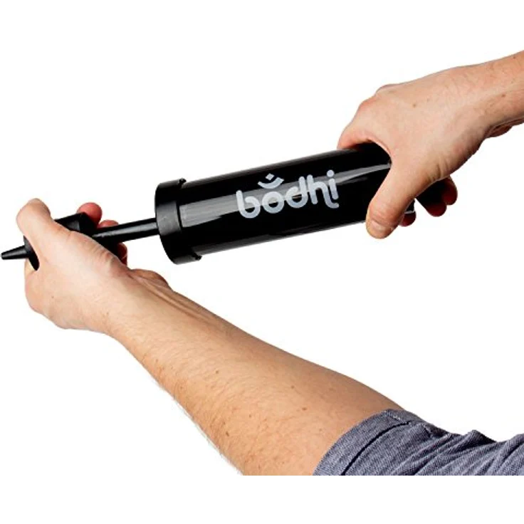 Bodhi Doppelhub Handpumpe | Ballpumpe für Gymnasikball, Ballon, Pezziball | Tragbare Mini Pumpe | Luftpumpe | Länge 24,5 cm, schwarz – Bild 2