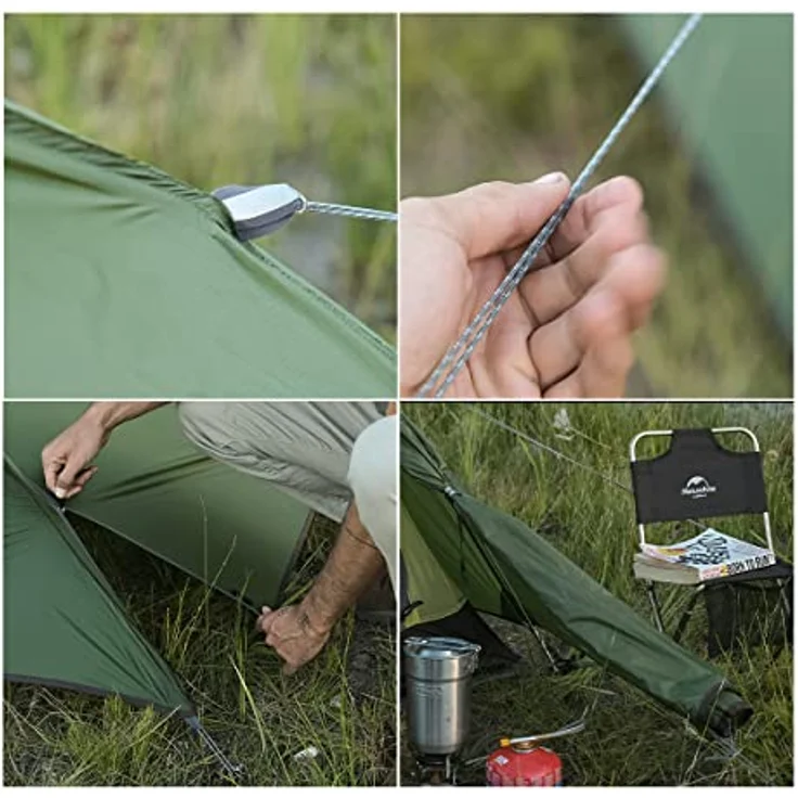 Naturehike Cloud Up 1, ultraleichtes Einzelzelt für 1 Person, wasserdichtes 20D Nylon mit PU4000mm, Olivgrün – Bild 4