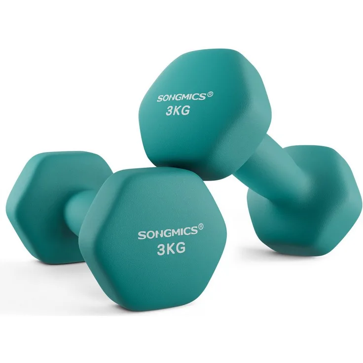 SONGMICS Kurzhantel Hanteln, (2er Set Neopren-Beschichtung, Hantelset, Kurzhanteln, Hexagon), 1KG-2KG-3KG-4KG-5KG Krafttraining, Workout, Fitnesstraining, Orange