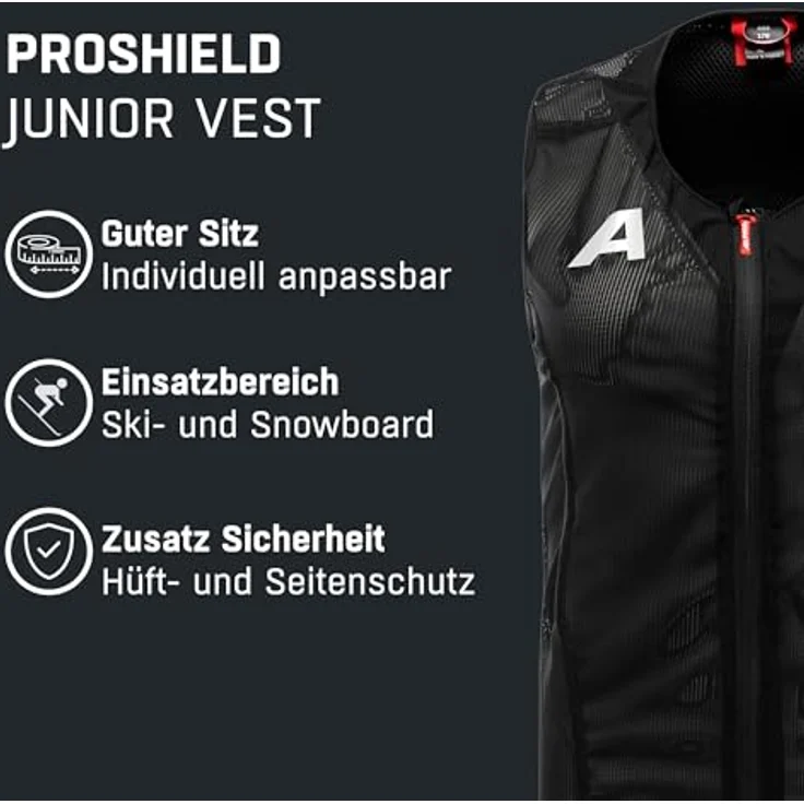 ALPINA PROSHIELD JUNIOR Vest, Flexibler & Atmungsaktiver Rückenprotektor für Kinder mit individuellem Sitz, Schwarz, Größe 152 – Bild 2