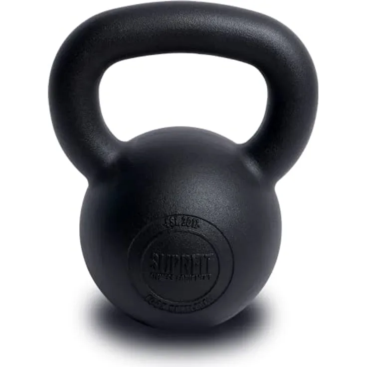 SUPRFIT - Econ Professional Kettlebell 16Kg - Pulverbeschichtete Kugelhantel aus massivem Gusseisen für Fitness, Crossfit & Krafttraining - Schwarze Kettlebells Hantel für Homegym und Fitnessstudios