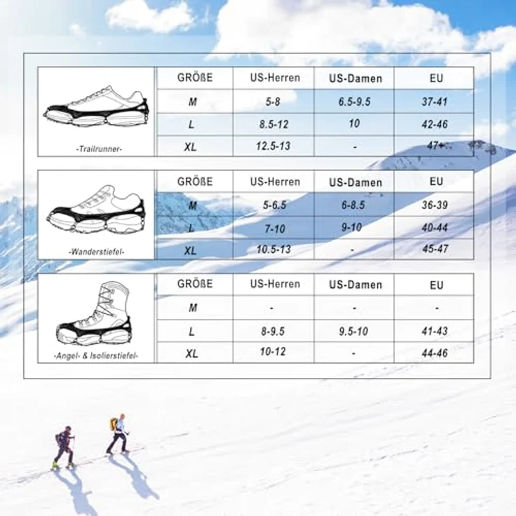 Cimkiz Grödel Steigeisen für Bergschuhe, 19 Zähne Edelstahl Anti-Rutsch Schuhspikes, Teal, Größe L für Wandern, Trail Running und Trekking – Bild 4