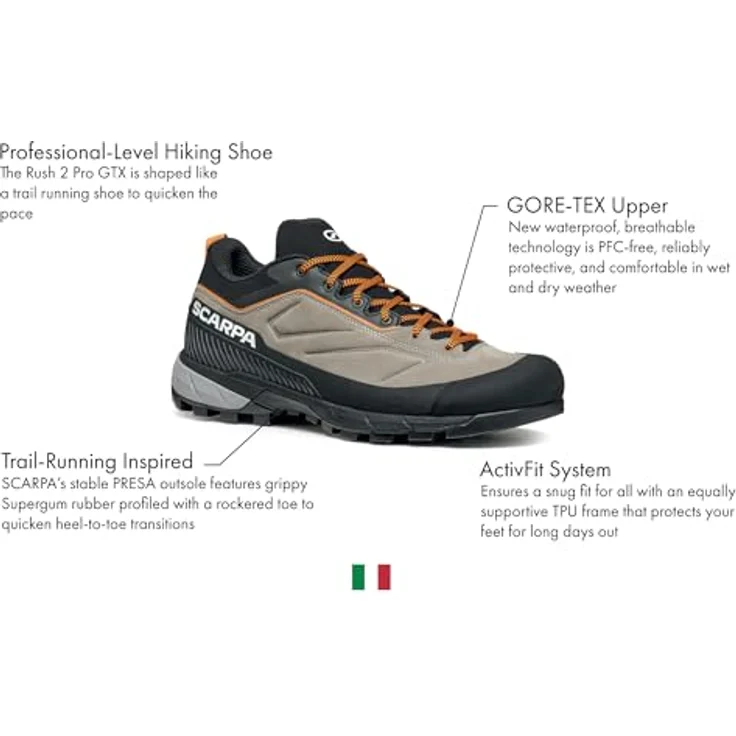 Scarpa Rapid XT, Zustiegsschuhe mit griffiger Sohle und Fersenabsatz, taupe - rust orange, EU 43 – Bild 2