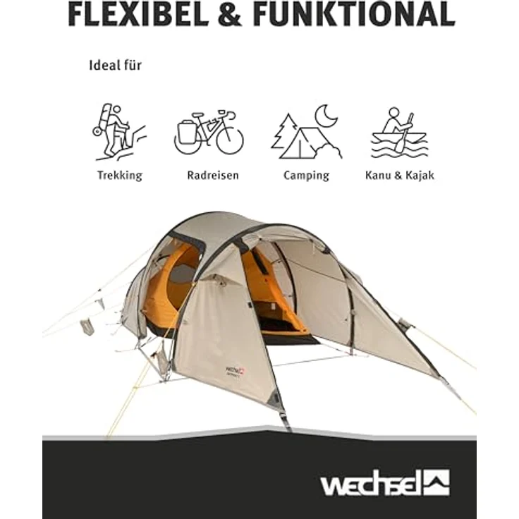 Wechsel Outpost 2 Travel Line, Tunnelzelt für 2 Personen, 3.30 kg, hoch wasserdicht mit 5000 mm und 7000 mm Wassersäule, einfach aufzubauen – Bild 5