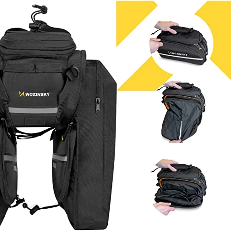 Wozinsky WBB19BK Large Bike Rack Bag, 35L mit Regenschutz, schwarz – Bild 3