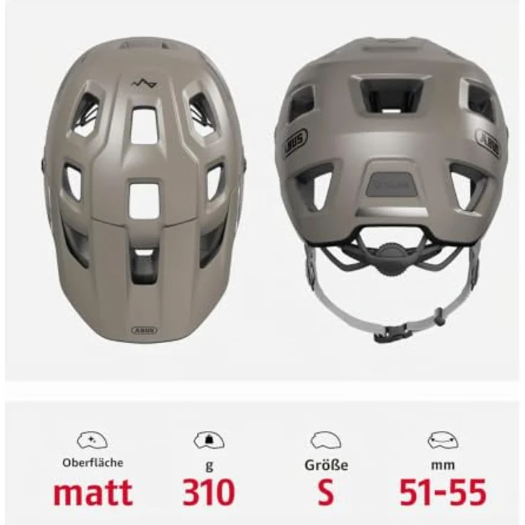 ABUS MTB-Helm MoDrop, robuster Fahrradhelm mit optimaler Belüftung und individueller Passform, Unisex, Grau, S – Bild 3