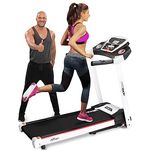 Miweba Sports elektrisches Laufband HT1000 - Incline 6% - Klappbar - 3,5 Ps - 16 Km/h - 12+4 Laufprogramme - Tablet Halterung - Große Lauffläche (White)