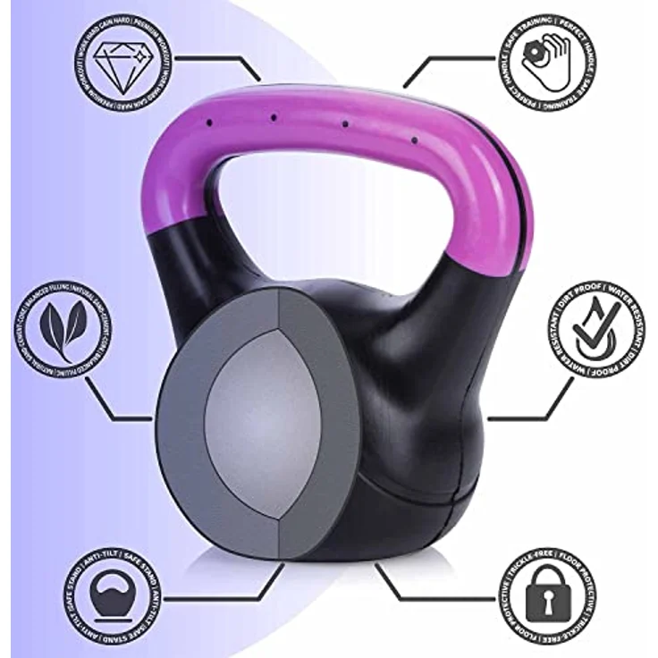 Body & Mind® Kettlebell Kugelhantel 2-20 kg - Workout Gewicht-Hantel für Kraft-Training - Profi Fitness Schwunghantel aus Kunststoff (a - 2 kg) – Bild 4