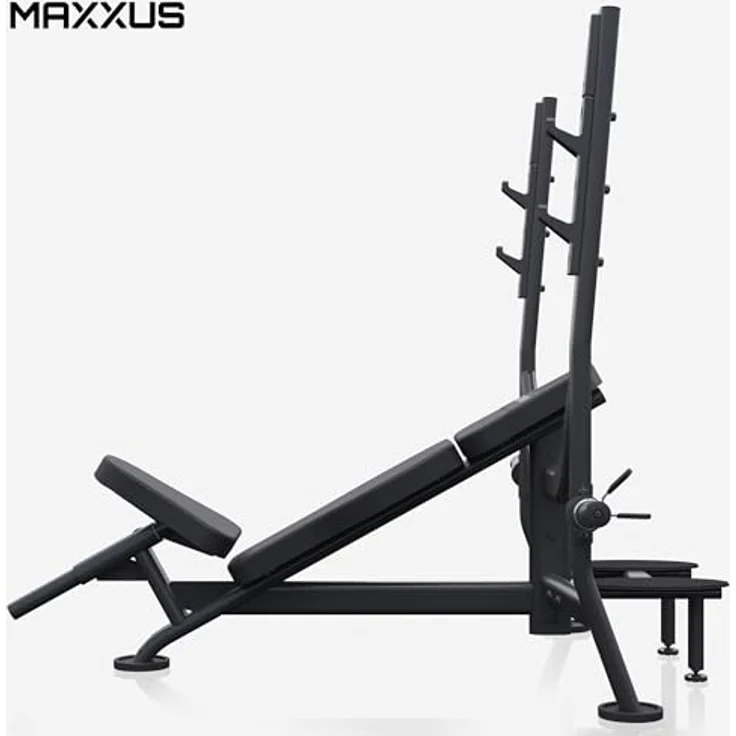 GORILLA SPORTS MAXXUS Schrägbank - Verstellbar, mit Ablage bis 285 kg, Hantelscheibenständer, Gepolstert, Schwarz - Multifunktion Hantelbank, Drückerbank, Trainingsbank, Fitness Bank, Kraftstation, Bankdrücken – Bild 2