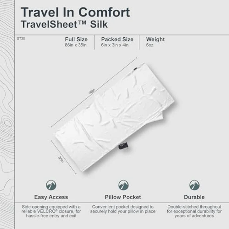 Cocoon TravelSheet, Schlafsack aus hochwertiger Seide, rechteckig, 220 cm, Wärmeleistung +5,3 °C, Seiteneinstieg mit Klettverschluss – Bild 7