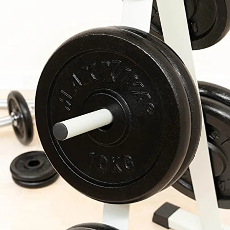 MAXXIVA Hantelscheiben 2er Set Gewichtsplatte je 10 kg 100% Gusseisen schwarz 20 kg Fitness Krafttraining Bodybuilding Workout Gewichtheben Reha – Bild 4