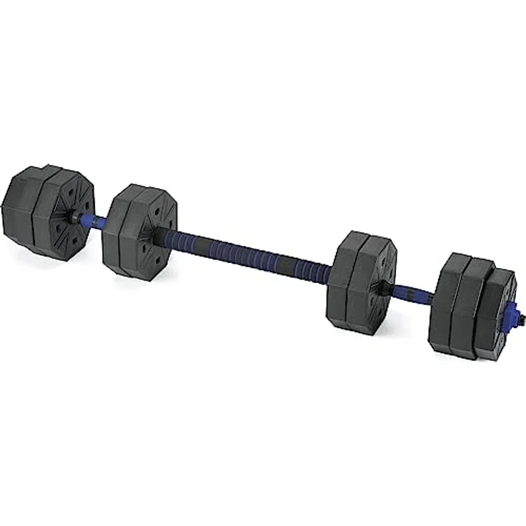 Gymtek Hanteln Set 2in1 Kurzhanteln und Langhantel, verstellbar, 2er Set, PE- und ABS-Material, Blau 2x15kg – Bild 4