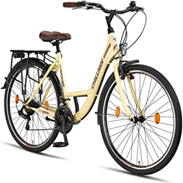 Chillaxx Strada Premium City Bike 28 Zoll Beige V-Bremse - 21 Gang-Schaltung - Hollandfahrrad Citybike