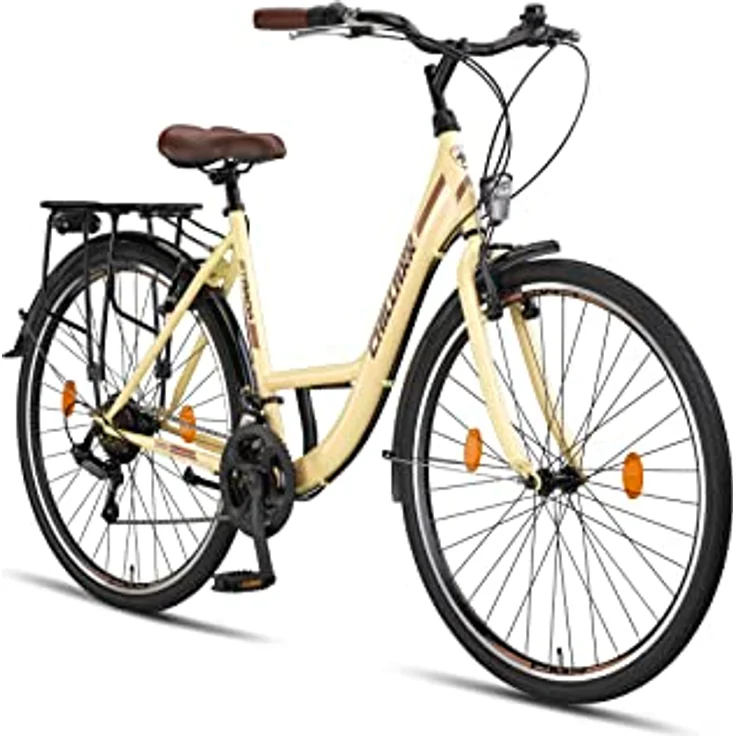Chillaxx Strada Premium City Bike 28 Zoll Beige V-Bremse - 21 Gang-Schaltung - Hollandfahrrad Citybike – Bild 1