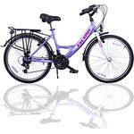 Talson 24 Zoll Fahrrad 21-Gang Shimano SCHALTUNG MIT Beleuchtung Lila-Weiss - Preisvergleich