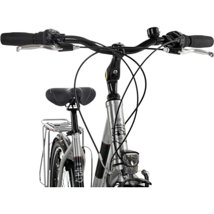 Ciclista Ponte Vecchio Trapez Damenrad, Citybike mit 21-Gang Shimano Schaltung, Aluminiumrahmen, silber-schwarz-rot, 56 cm – Bild 4